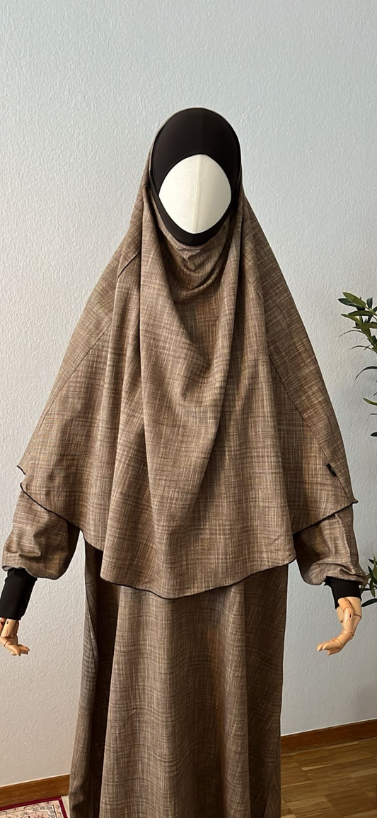 Leinen Standard Khimar rund (mit dunklem Jersey)