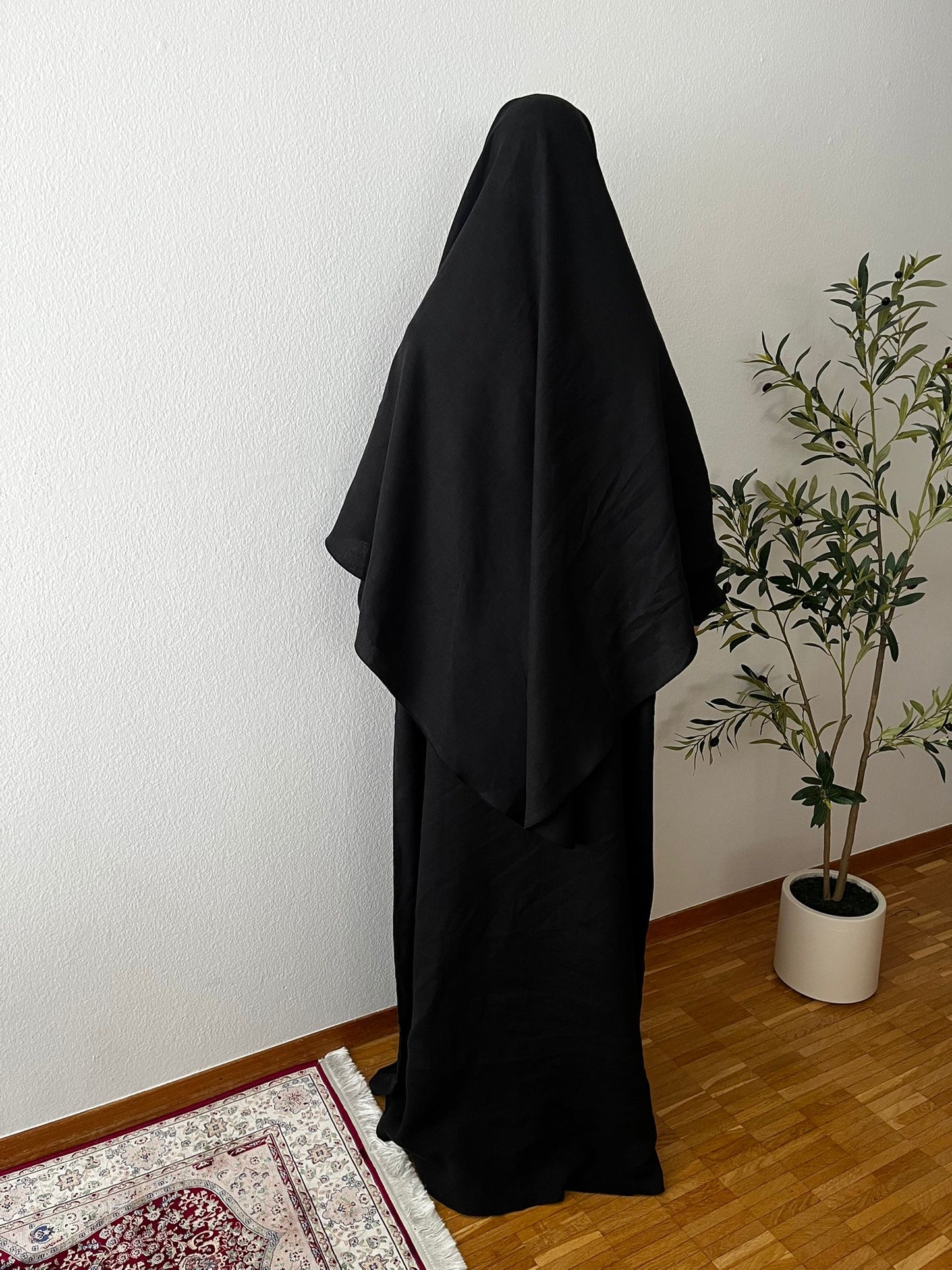 SET LEINE: Abaya A-Linie + Standard Khimar rund