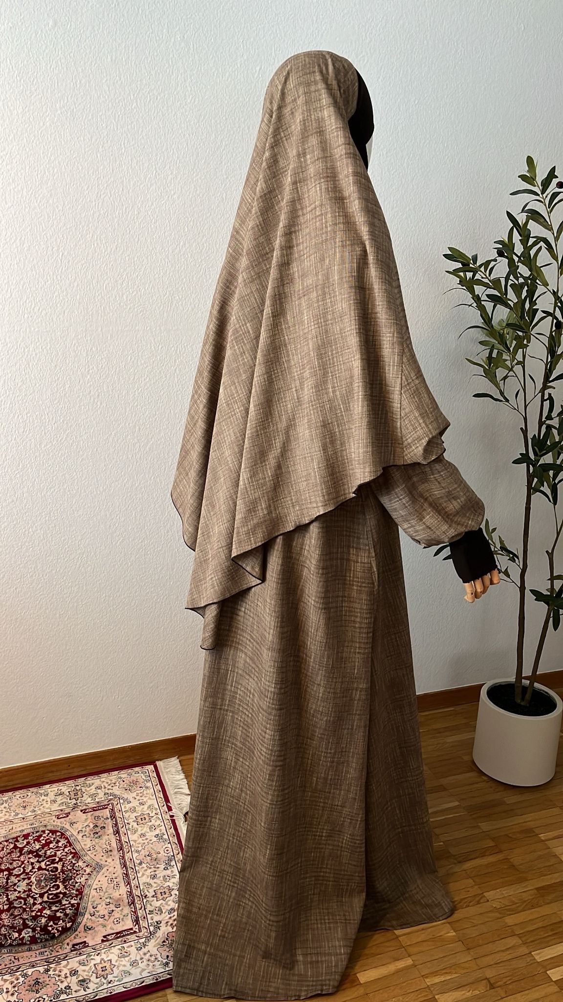 Leinen Standard Khimar rund (mit dunklem Jersey)