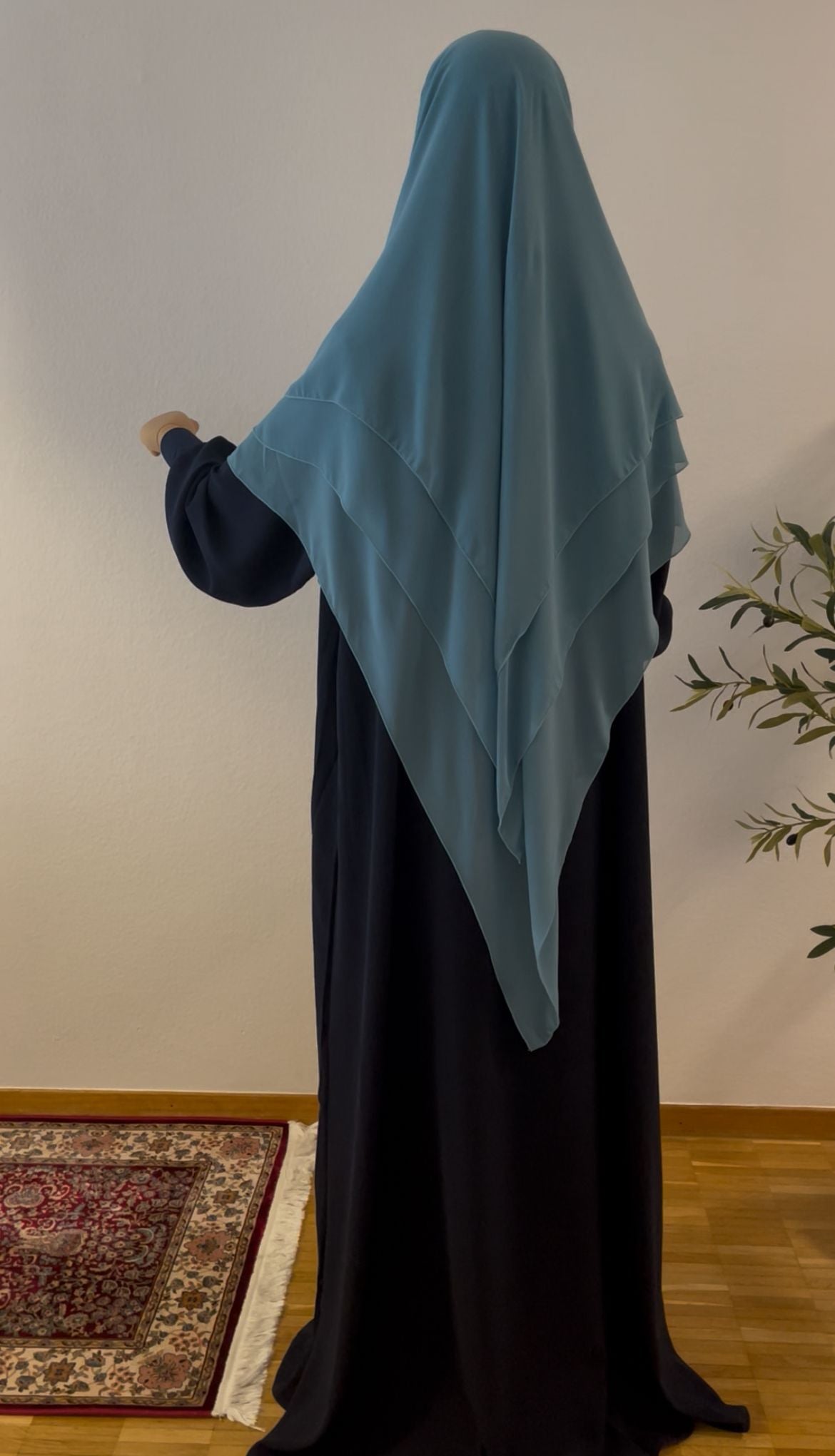 3-lagiger Chiffon Khimar türkisblau