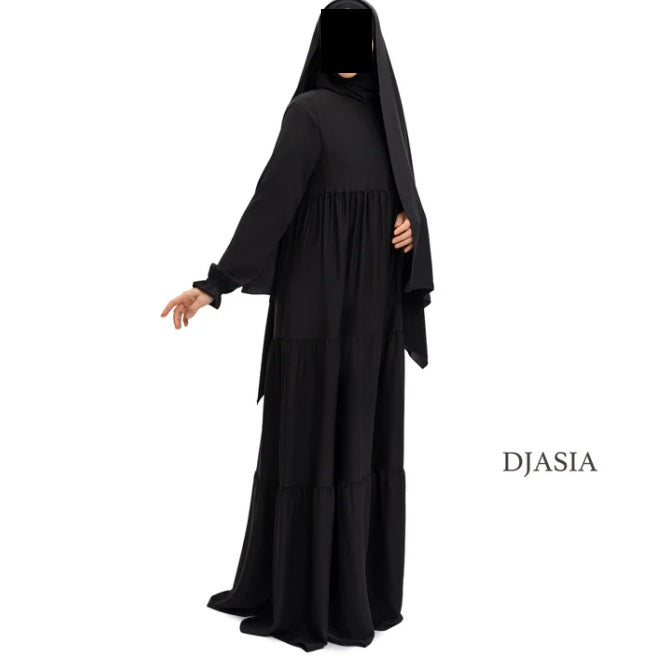 3-stufiges Kleid - Abaya Seide
