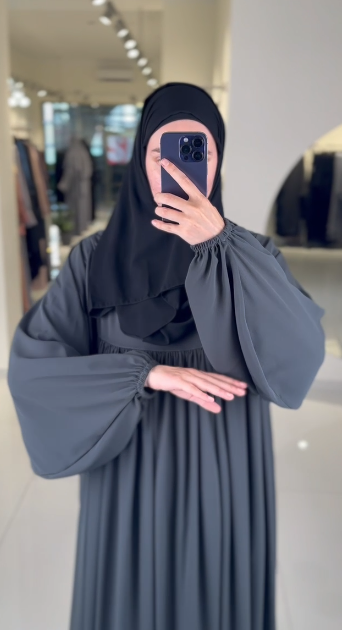 Abaya mit Ballonärmel - Medina Seide