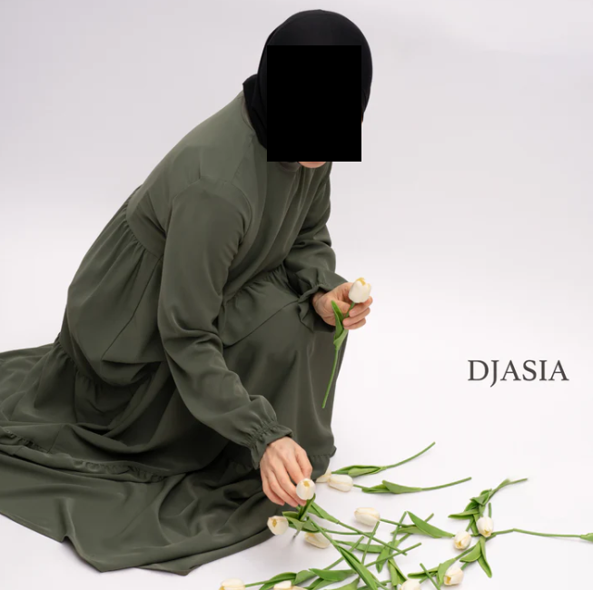 3-stufiges Kleid - Abaya Seide