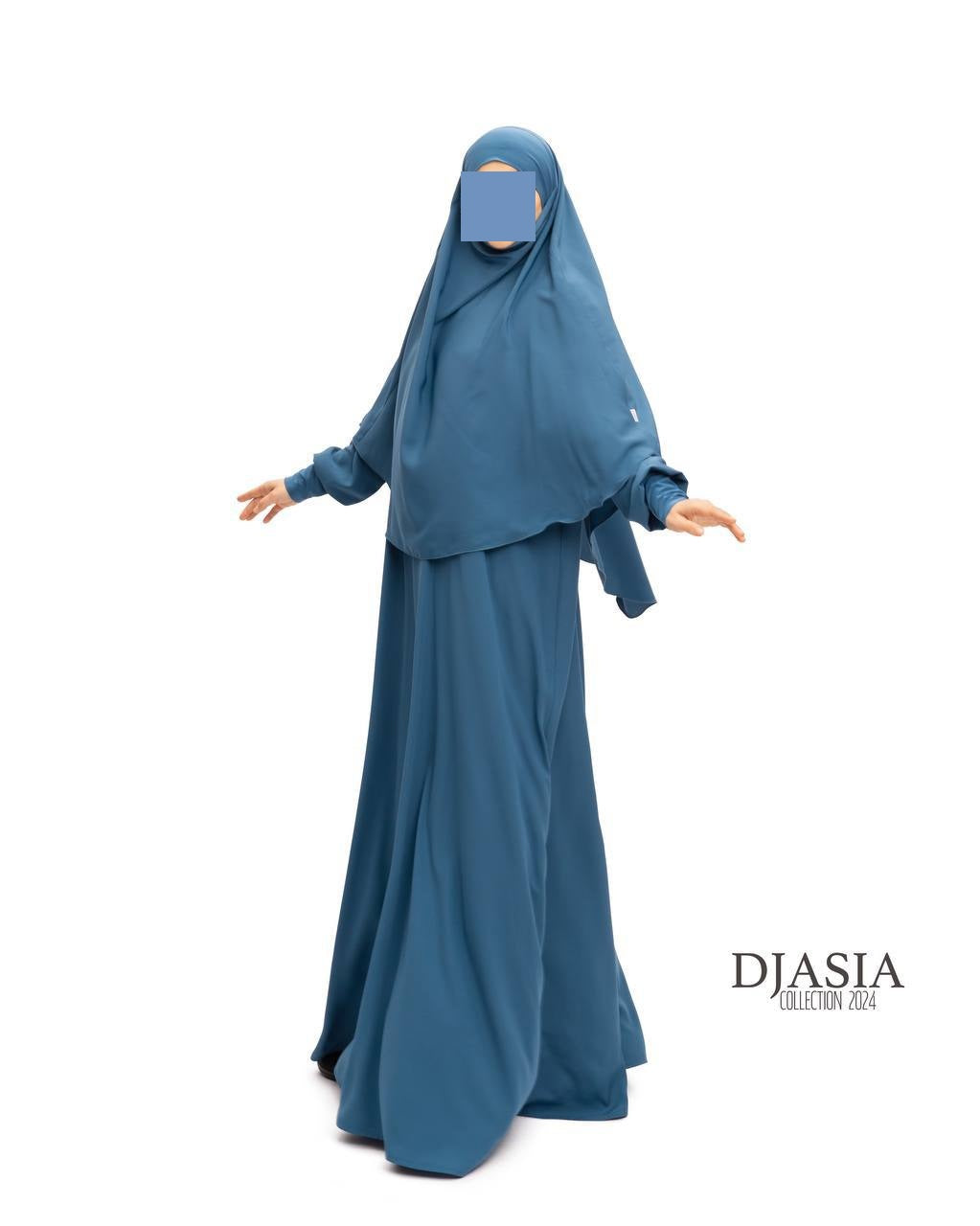 SET: Abaya A-Linie mit Standard Khimar - Medina Seide