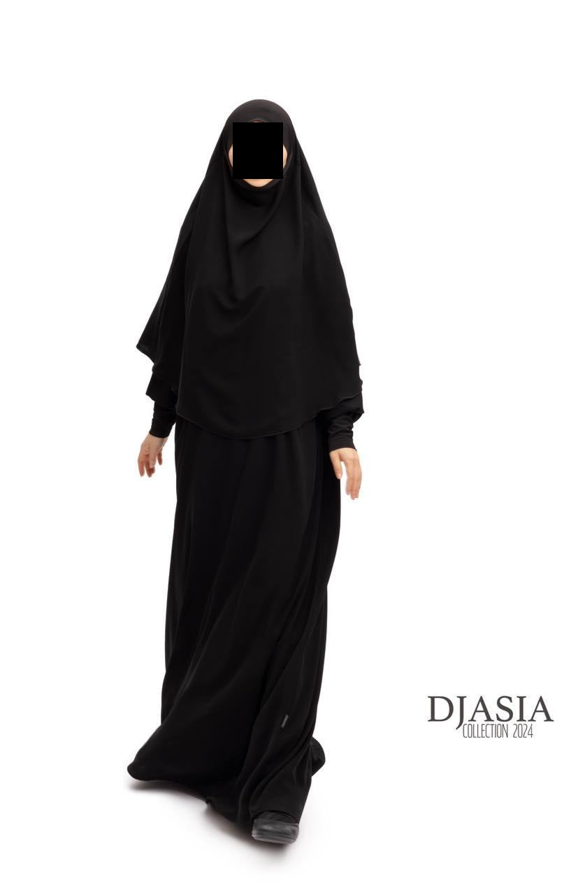 SET: Abaya A-Linie mit Standard Khimar - Medina Seide