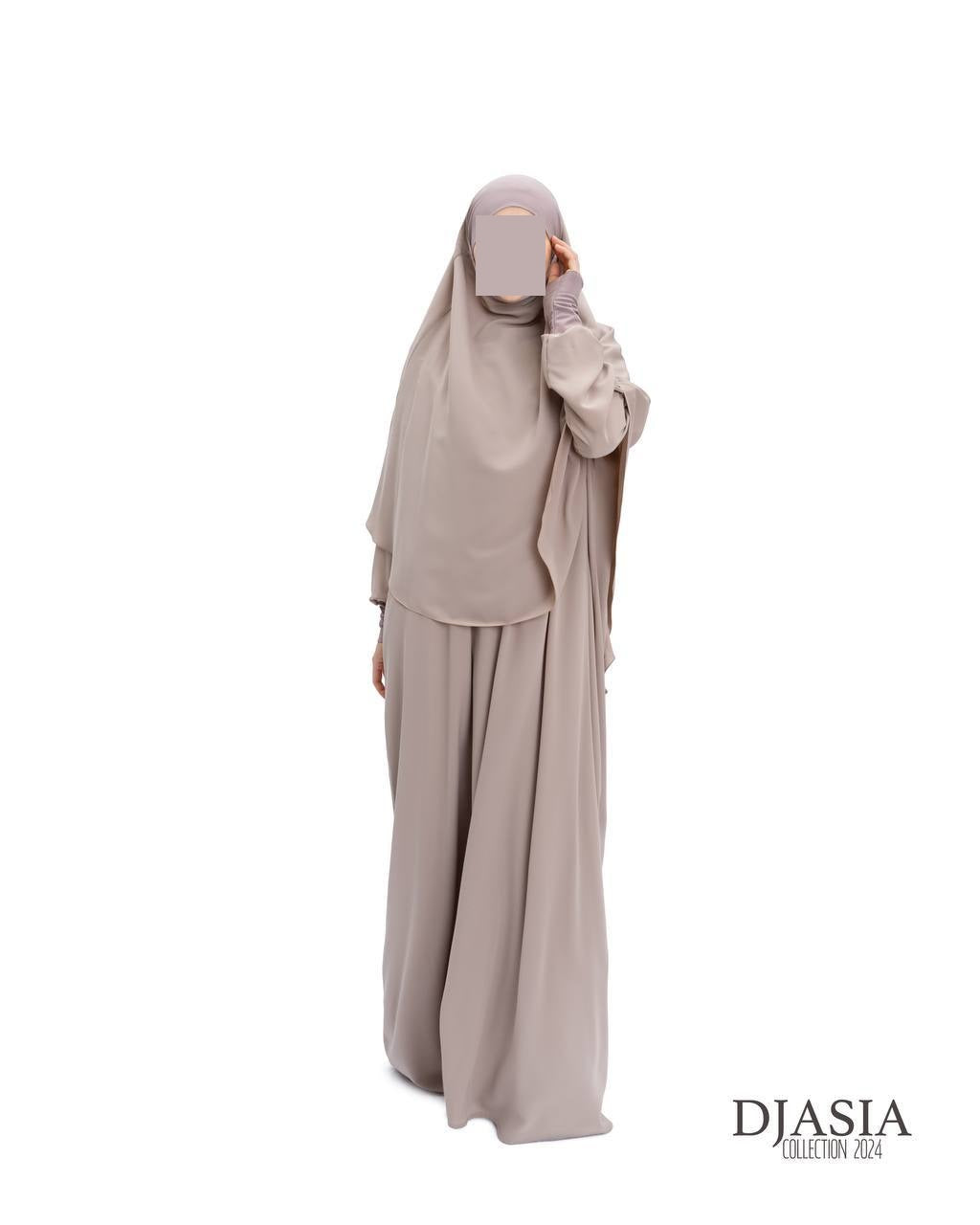 SET: Abaya A-Linie mit Standard Khimar - Medina Seide