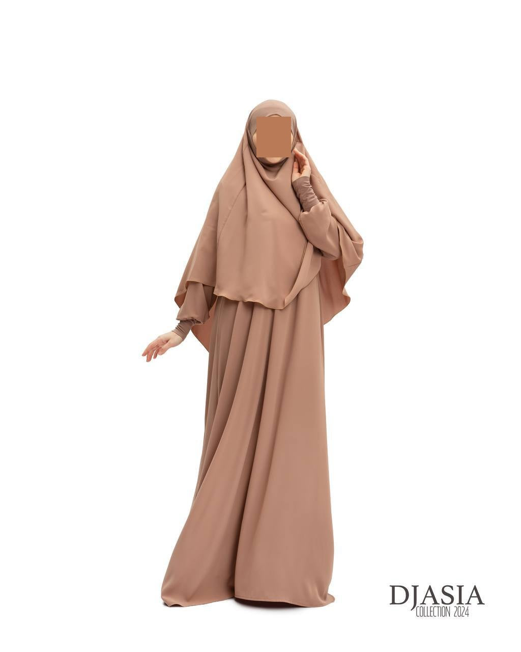 SET: Abaya A-Linie mit Standard Khimar - Medina Seide
