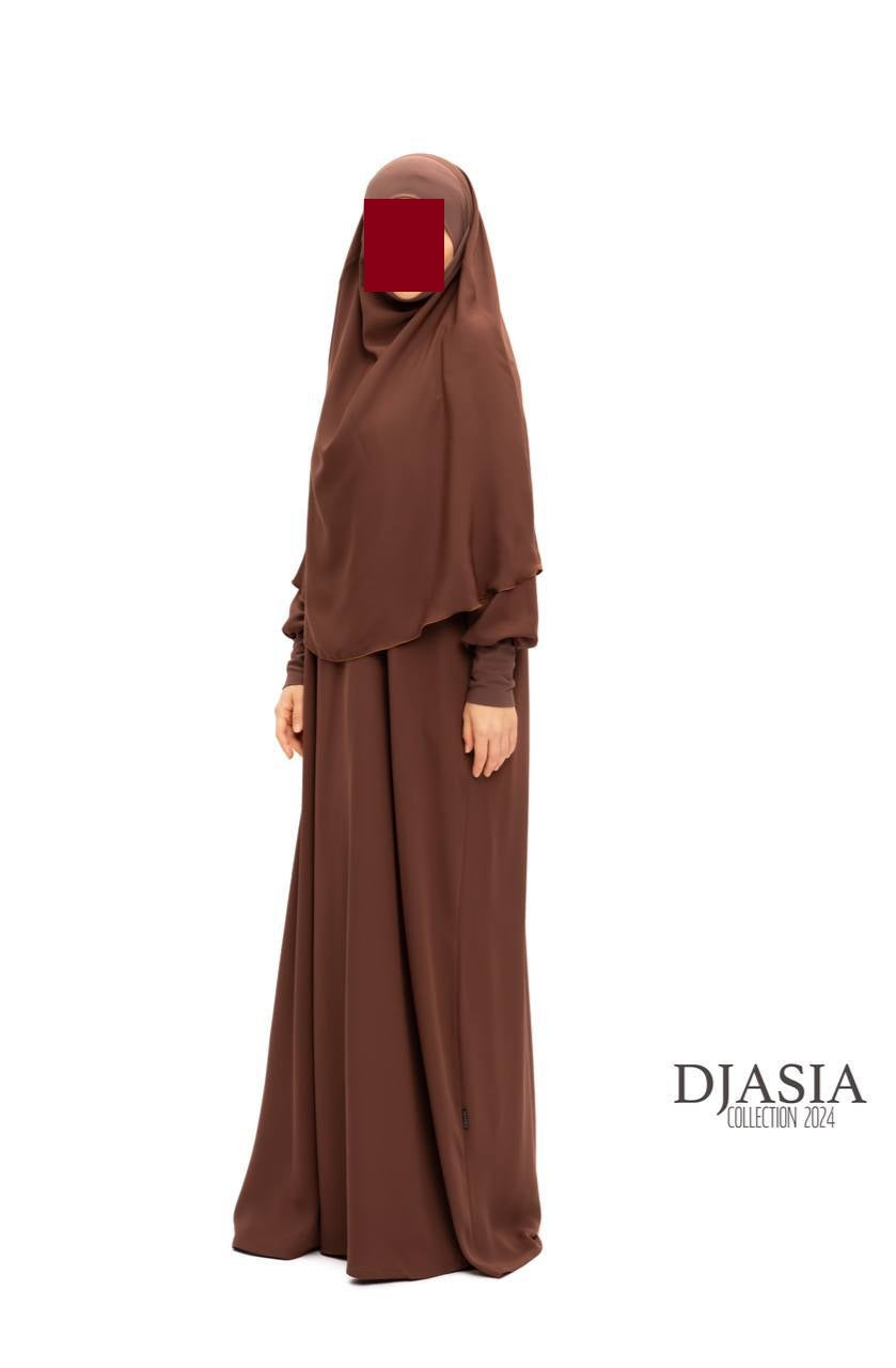 SET: Abaya A-Linie mit Standard Khimar - Medina Seide
