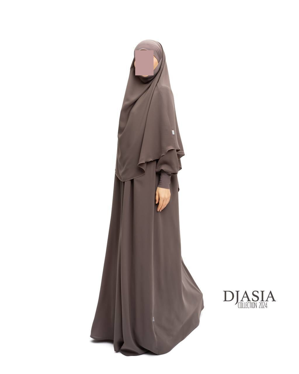 SET: Abaya A-Linie mit Standard Khimar - Medina Seide