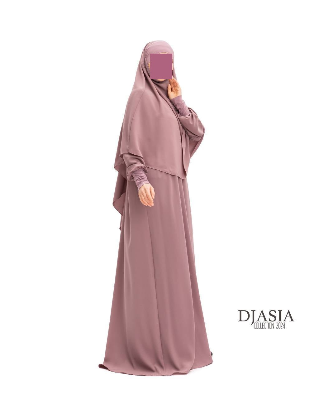SET: Abaya A-Linie mit Standard Khimar - Medina Seide