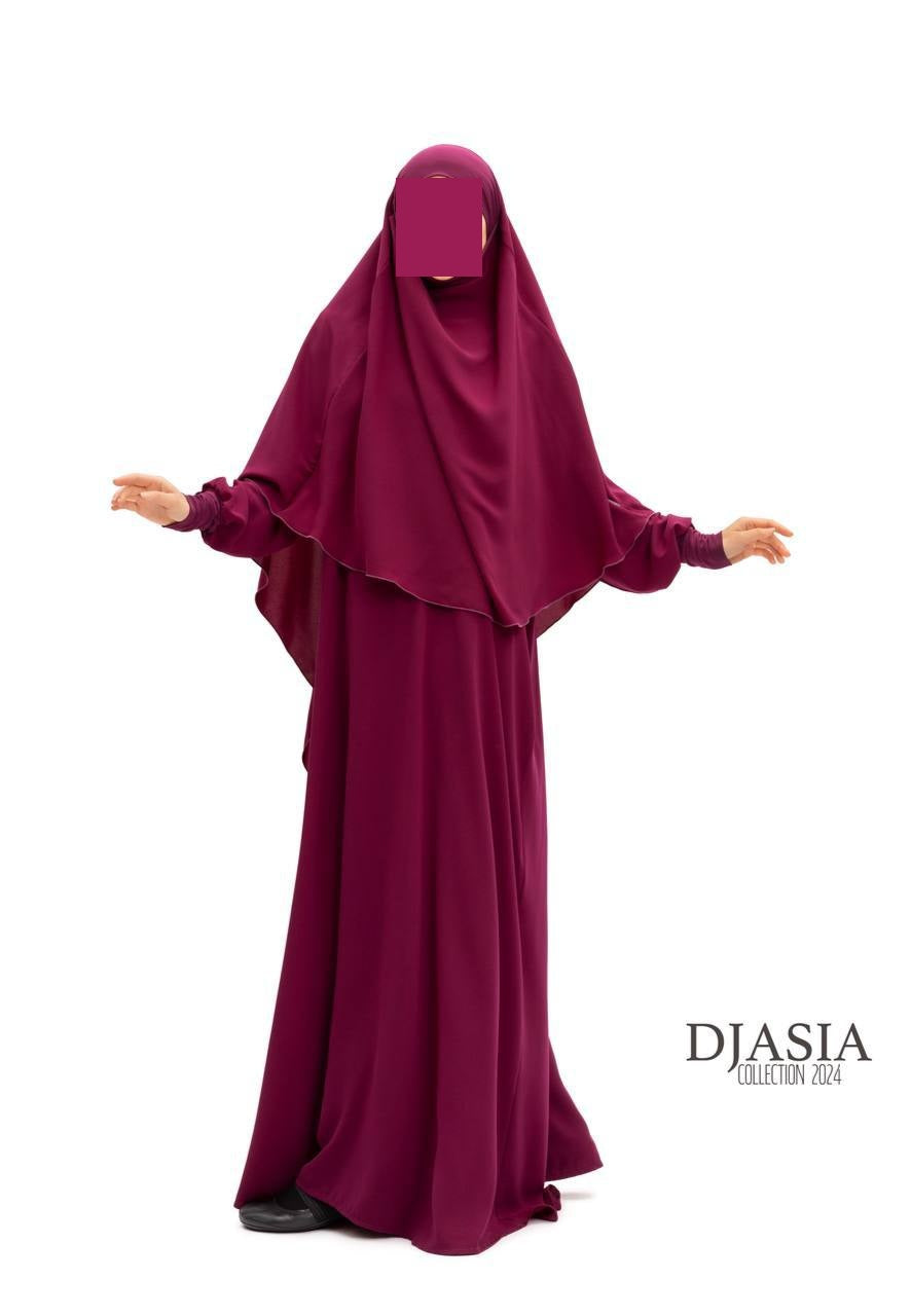 SET: Abaya A-Linie mit Standard Khimar - Medina Seide