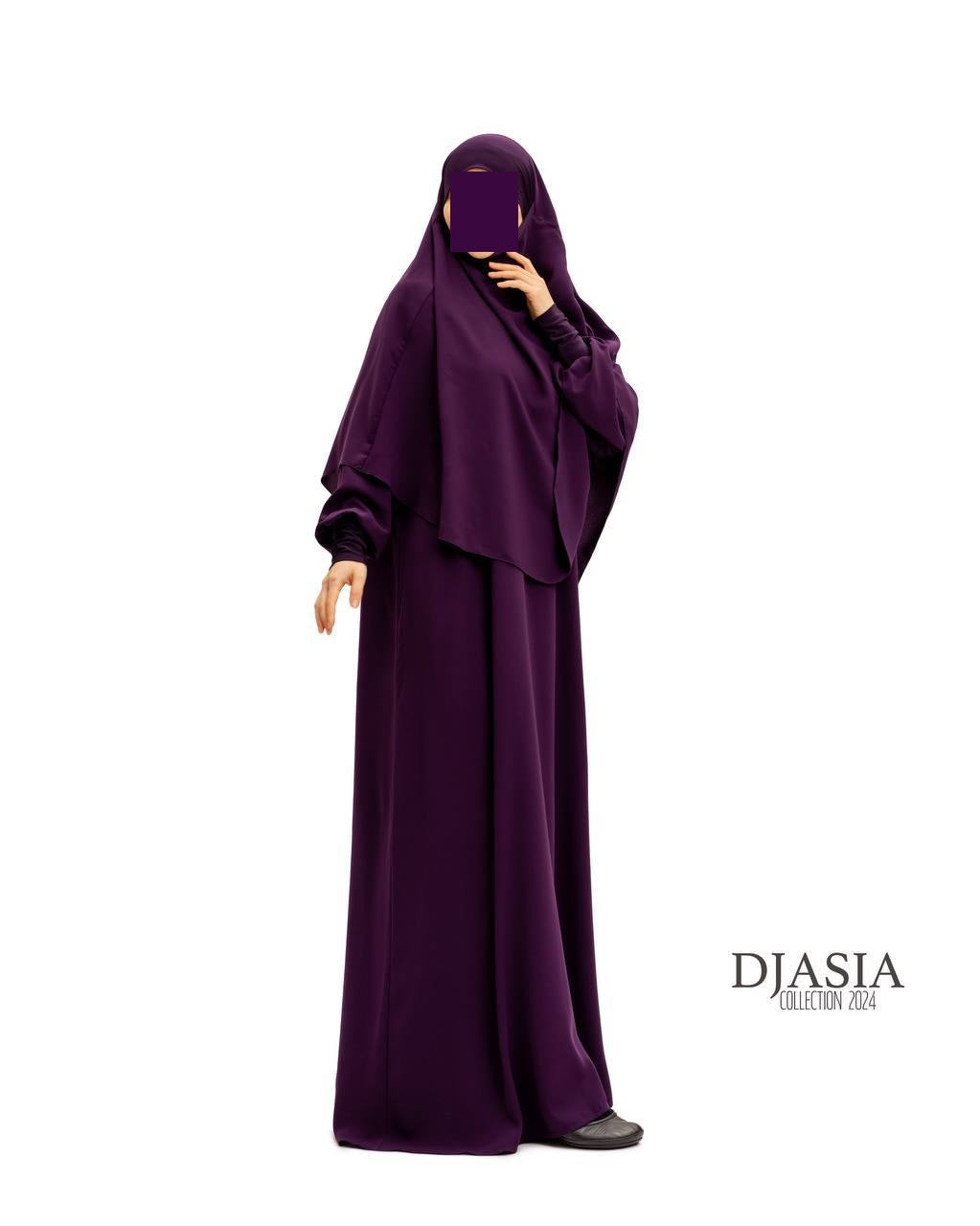 SET: Abaya A-Linie mit Standard Khimar - Medina Seide