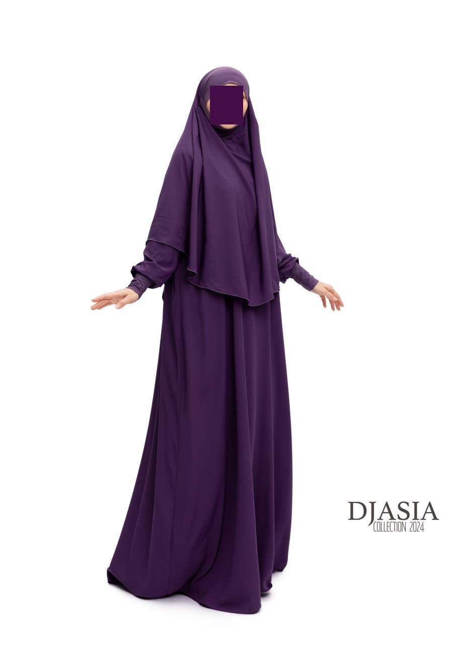 SET: Abaya A-Linie mit Standard Khimar - Medina Seide