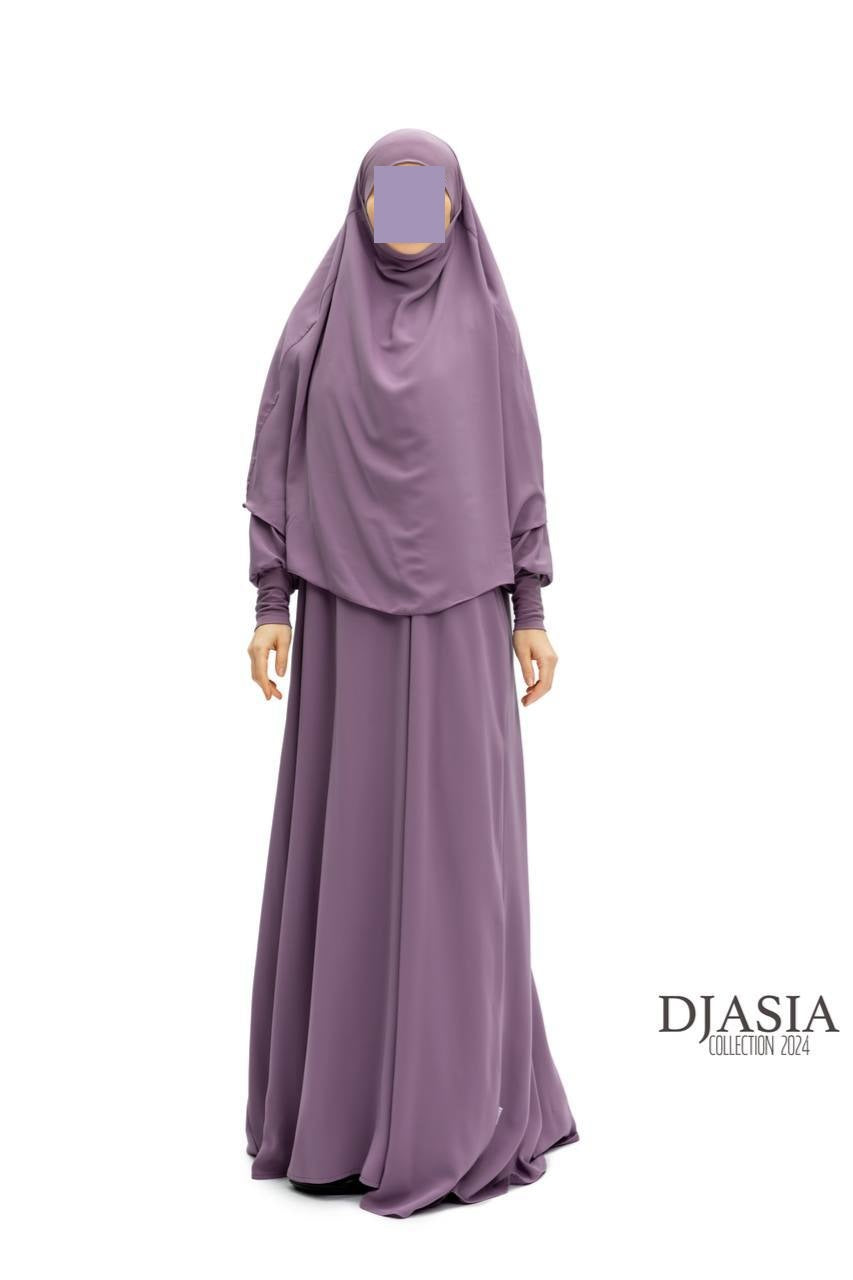 SET: Abaya A-Linie mit Standard Khimar - Medina Seide