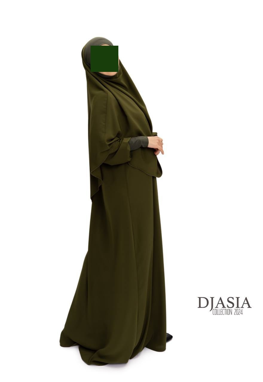 SET: Abaya A-Linie mit Standard Khimar - Medina Seide