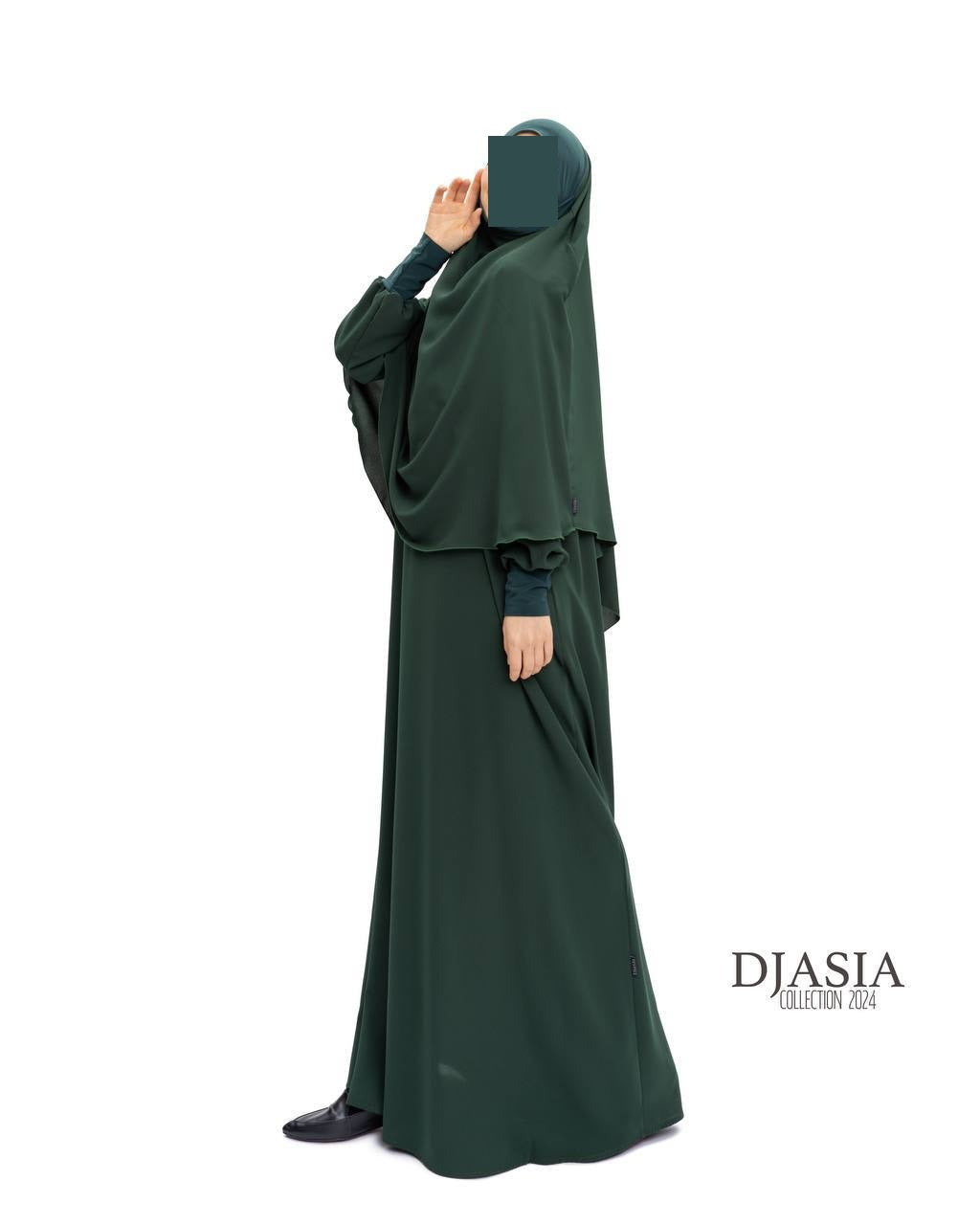 SET: Abaya A-Linie mit Standard Khimar - Medina Seide