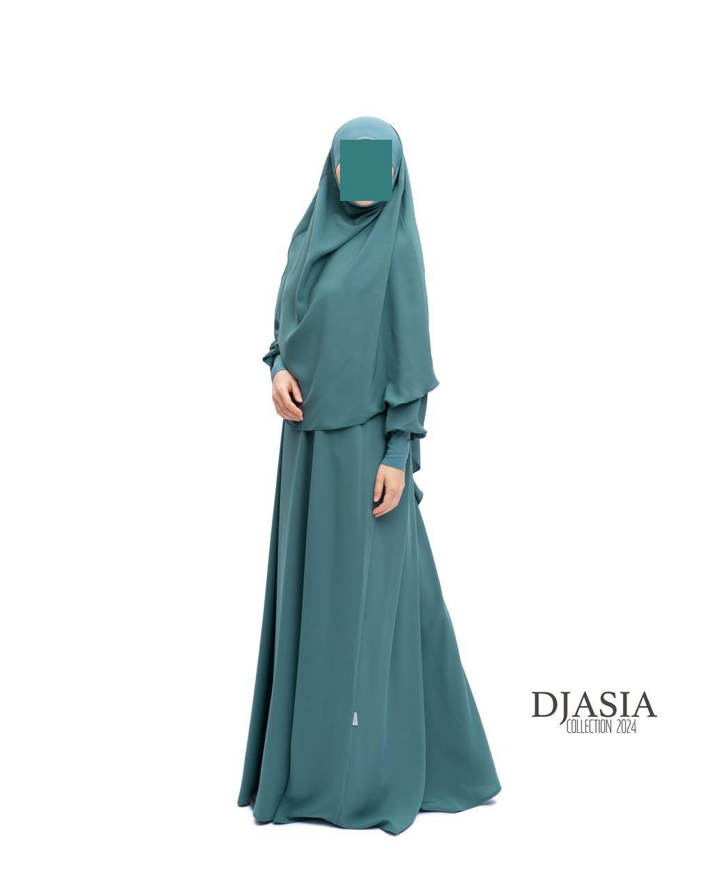 SET: Abaya A-Linie mit Standard Khimar - Medina Seide